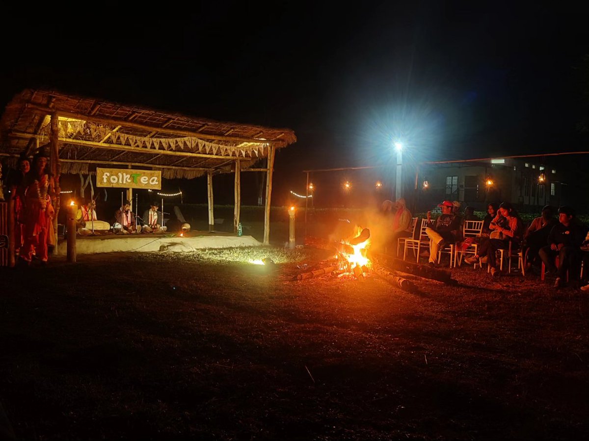 Barasha_mi2's tweet photo. A celebration within a vibrant tea garden, with a backdrop of the stunning Gorichen range in Eastern Himalayas. Minimal lighting; just kerosene lamps &amp; tea-light candles to gently illuminate the venue under the full moon. Microphones are adjusted to a low volume, reaching ++++ https://t.co/EUUlvwY0cO