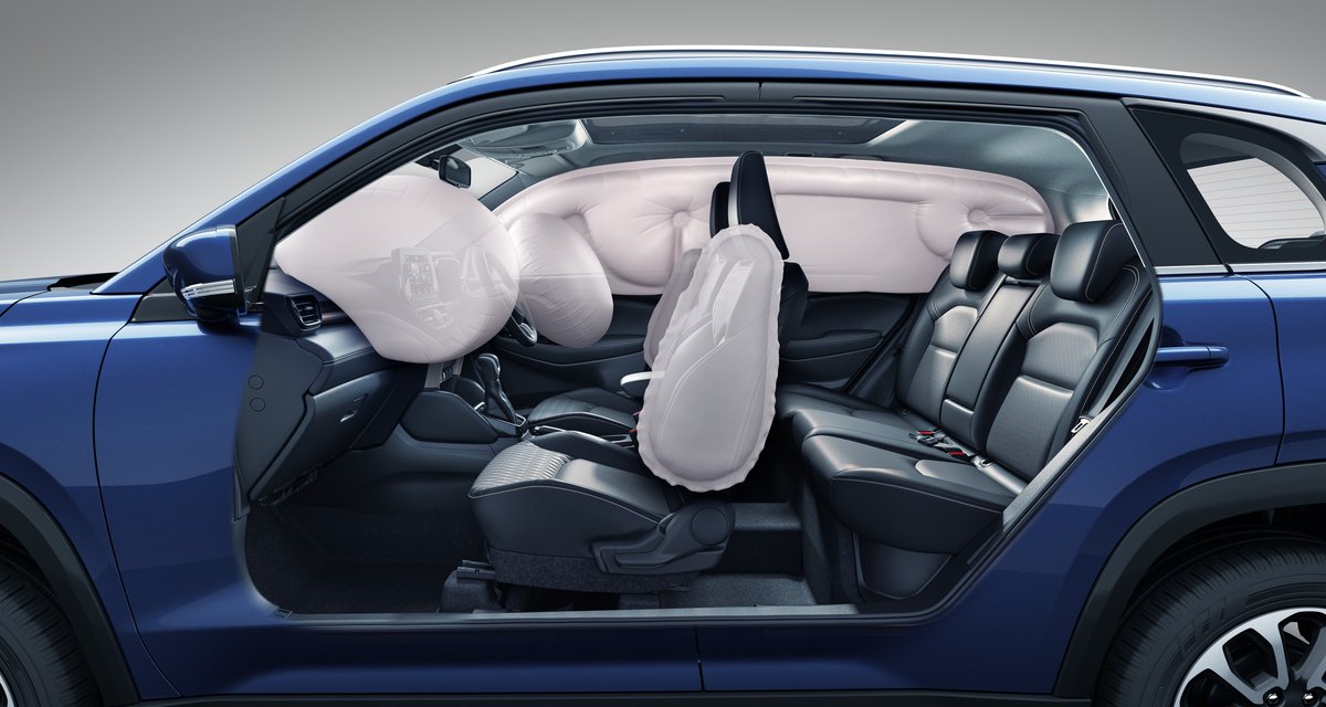 Surround yourself with safety! The Grand Vitara boasts 6 airbags, covering front, side, and curtain areas. Wherever your journey takes you, rest assured, safety travels with you. 
#BuckleUpInTheBack#DrivenBySafety