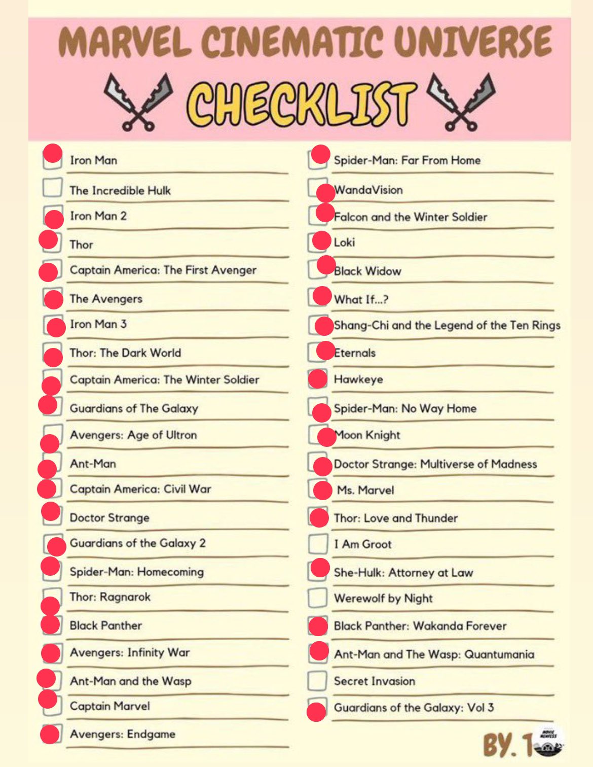 Marvel Legends Picture Checklist.pdf Marvel Movie Checklist 60 Photos - Moonagedaydream.film