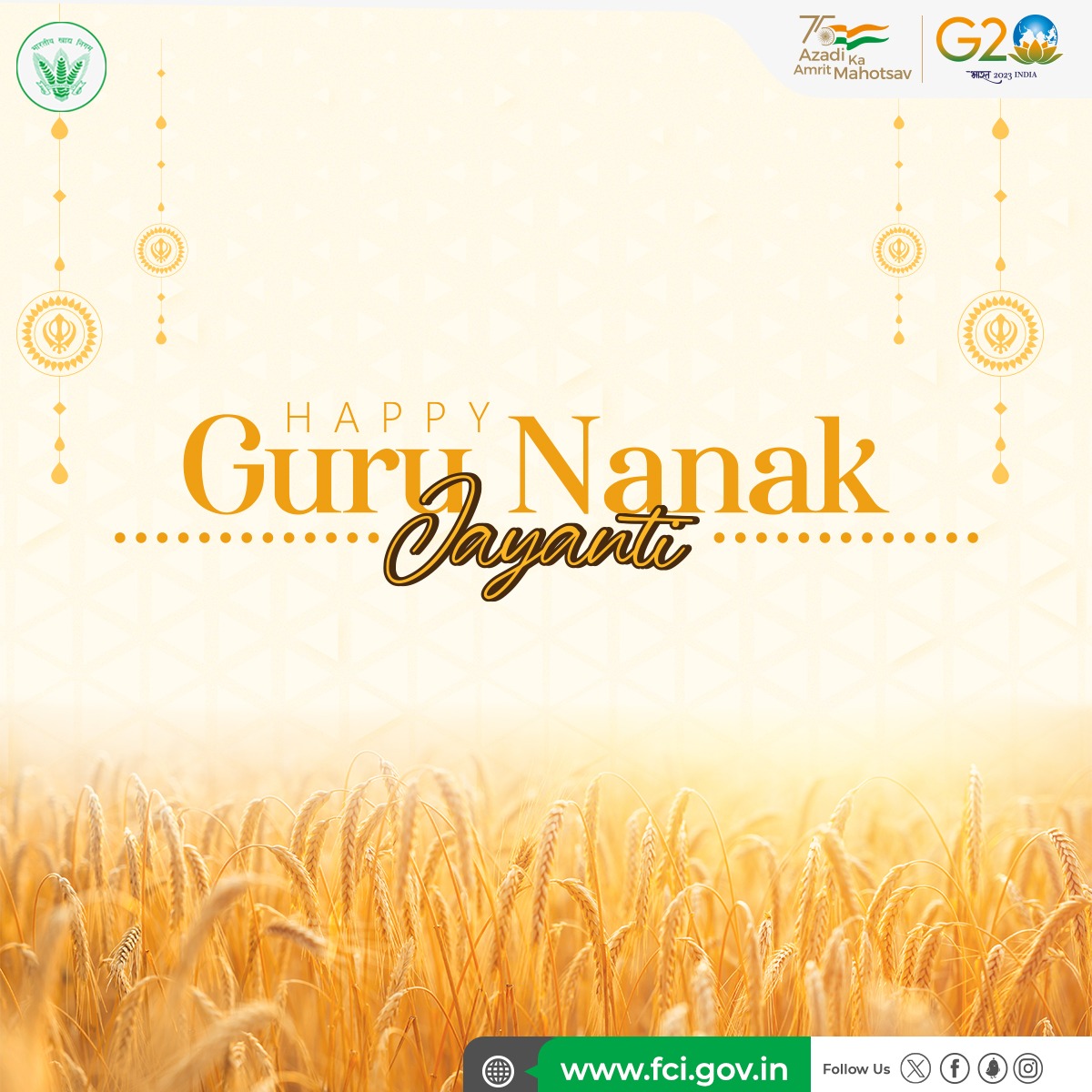 FCI extends heartfelt wishes on Guru Nanak Jayanti! #GuruNanakJayanti
