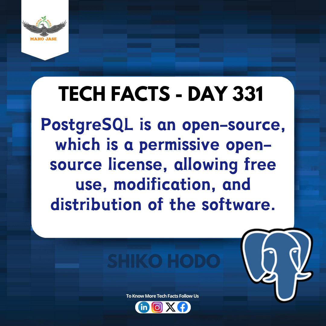 mahojase's tweet image. Tech Facts: Day 331

#postgressql  #PostgreSQL #postgresscoding #SQL #etchnicalcourse #technology  #Programming #postgressprofessional #SoftwareDevelopment #TechCommunity #CodingLife  #SoftwareEngineerin #TechIndustry #softwarearchitectures  #dailytechfacts #mjit