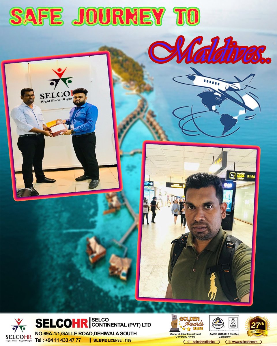 SelcoHR's tweet photo. We wish you a safe journey to Maldives and a happy career with a great future ahead!
- Team SelcoHR - https://t.co/8f4otBLYgY