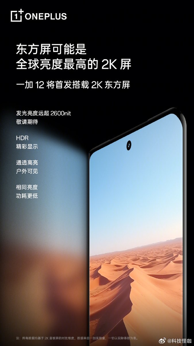 Tech__niverse's tweet photo. Oneplus 12 Display -- 

•BOE X1 Display, the BEST BOE 2K Display.
•Brightest 2K screen worldwide, exceeding 2600nits.

#OnePlus #OnePlus12 https://t.co/tBITpttNW9
