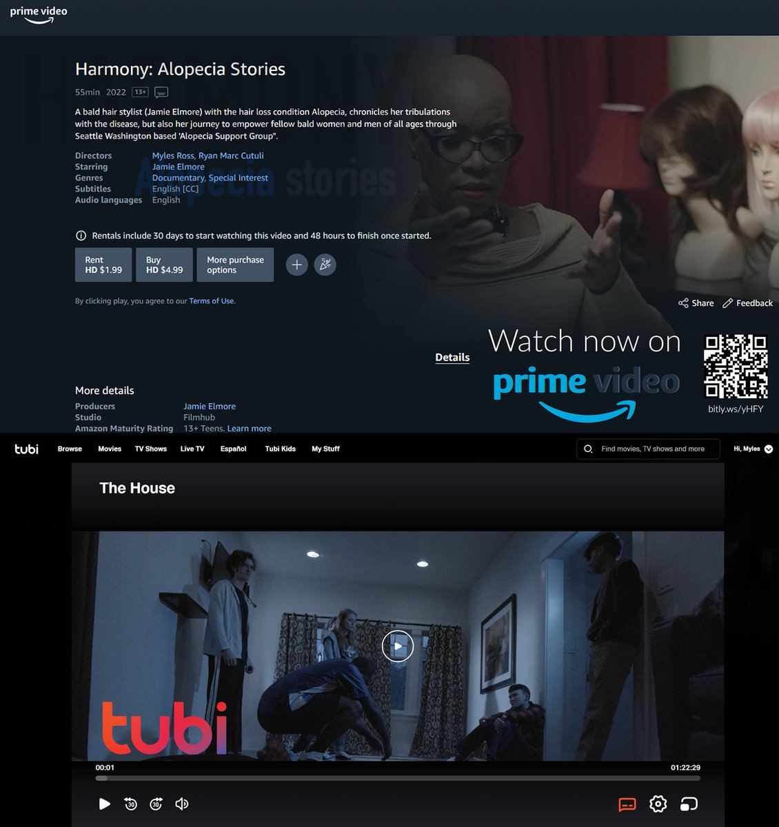 FilmXFilmsStudi's tweet photo. Been a year -  two movies out in 12 months. 2 Features; One Doc, One Fiction.  Thankful to be doing this; Couldn't be happier. Hope to keep it going into 2024+ #Editor #director 

Watch Harmony and The House now!  #PrimeVideo #Tubi 
https://t.co/NatBfq0S1Q
https://t.co/sQSJn0nIlK https://t.co/RZLAxKNjbS