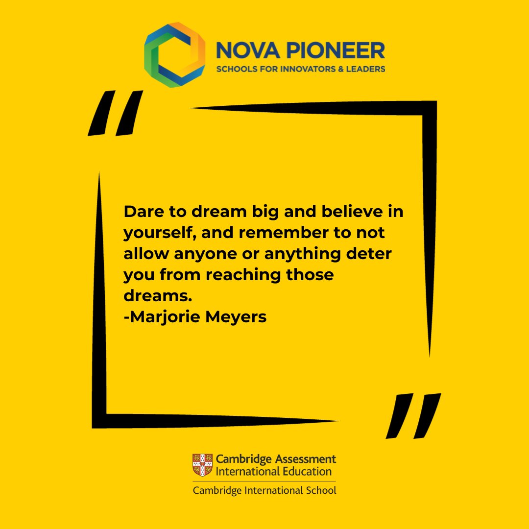 novapioneer_sa's tweet photo. Let these words from our incredible Dean of Students at Nova Pioneer Ormonde High School, Marjorie Meyers, ignite the fire within you! Let's inspire greatness and conquer challenges!
#MotivationMonday #DreamBig #BelieveInYourself #NovaPioneer #FindYourNova #Novaneers https://t.co/ObP2OtADqW