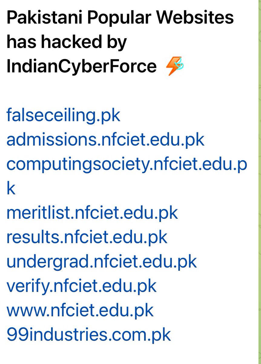 FalconFeedsio's tweet photo. Indian cyber force targeted defaced multiple websites in Pakistan. 

#Cyberattack #Pakistan https://t.co/GBUqrzJq6e