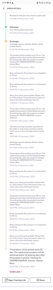 Naga97543076's tweet photo. my product is not taken for return. Each time My return is getting cancelled, again i have to call the customer service and reschedule my retrn. Today i have rescheduled my return on DEC 2nd.#meesho_support #viditaatrey #Meesho_Official #Meesho_victim https://t.co/WcwFSyKSy4
