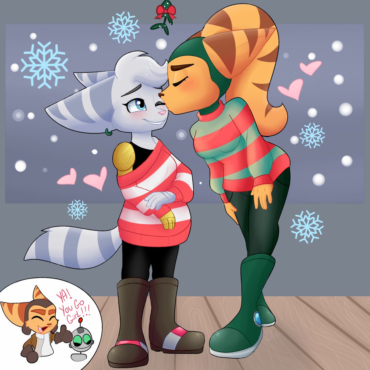 Christmas art i did of Rivet X Angela 💖✨
i really love how this came out ;;;

#RatchetAndClank #Lombax #Rivet #RatchetPS5 #Angelacross #RivetTheLombax