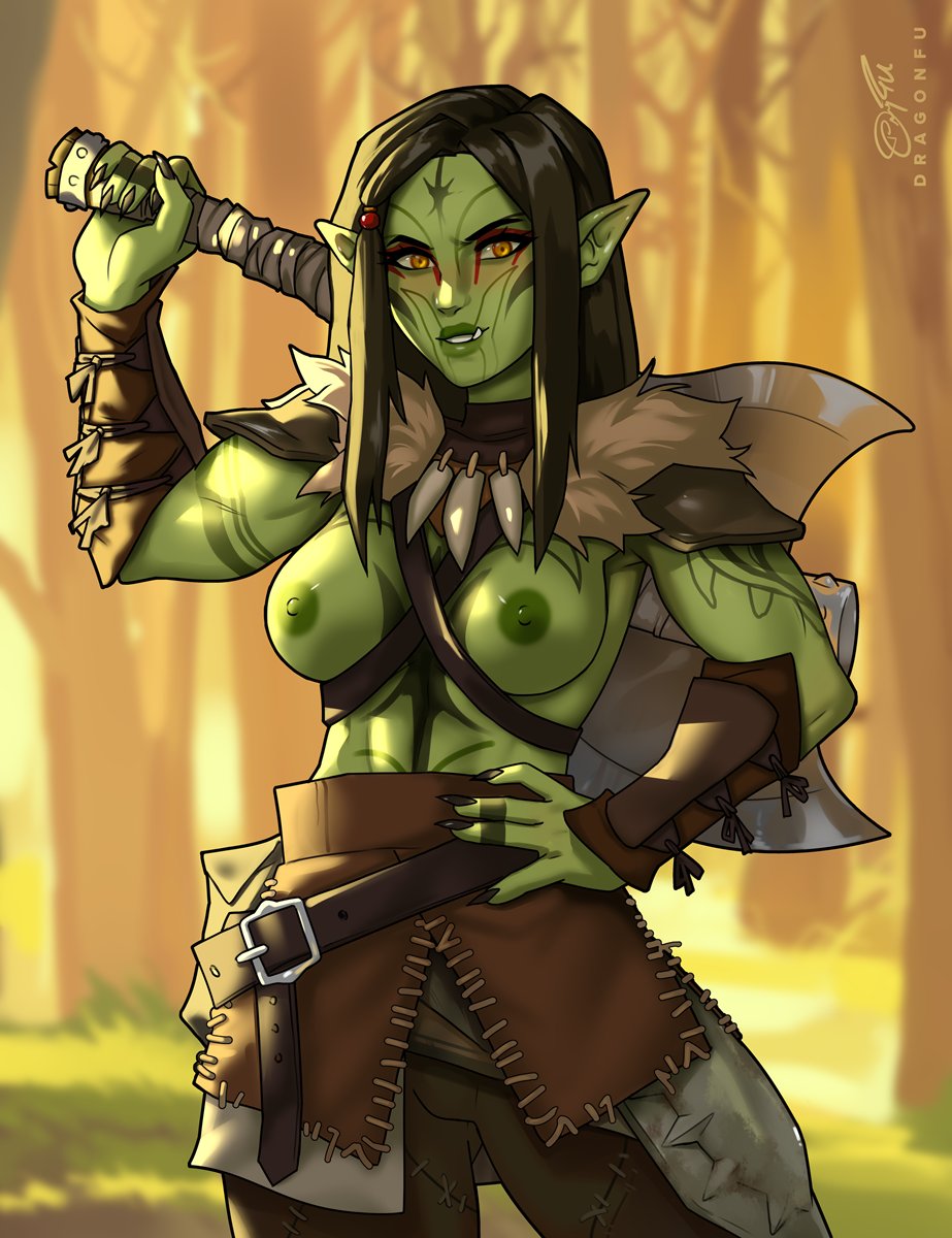 Orc barbarian character creation for TheRutherford :D I love that I finally got to do a fem orc <3