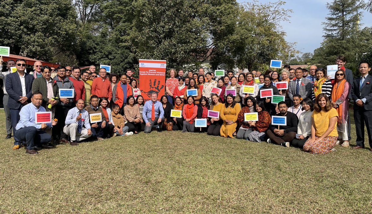 UKinNepal's tweet photo. We stand for a future without violence against women &amp; girls. During #16Days of Activism against Gender-Based Violence, @UKinNepal @npBritish @AusAmbNP @USEmbassyNepal @unwomennepal, invite you to join us in amplifying one message: In our world, there is #NoExcuse for GBV https://t.co/sBHdDdVlhd