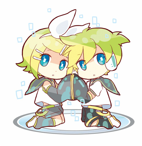 鏡音レン ,鏡音リン 「【#犬飼さんの毎日ミニキャラ】 01. ナナミP 鏡音キャラクターソング集『gL」|犬飼＠4/1ありがとうございました！🌟NEOKET4【B50】のイラスト