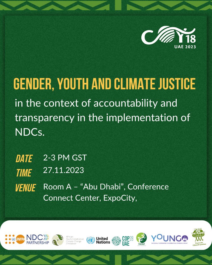 Join us today at 2pm in Room A for #COY18 – the largest #youthclimate event before #COP. We're collaborating with organizations to discuss NDCs, advocacy, inclusion, and implementation. Let's champion gender and youth participation in climate action! 🌎🌱 #ClimateAction