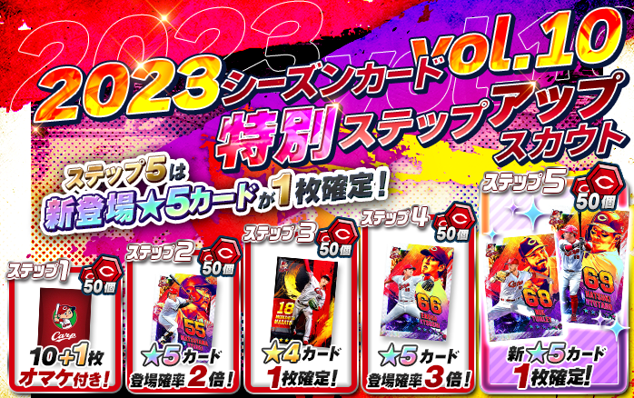 ／
📢2023シーズンカードが追加登場！
＼

☆5カードに遠藤選手・ターリー選手・羽月選手が新登場✨
引く度に内容が変わるお得なステップアップスカウトも登場中✨

ステップアップ＆確率upは12/4 13:59まで！
■アプリをチェック💨
carp-cc.tixplus.jp/app_install

#広島Cコレ #カープ #carp