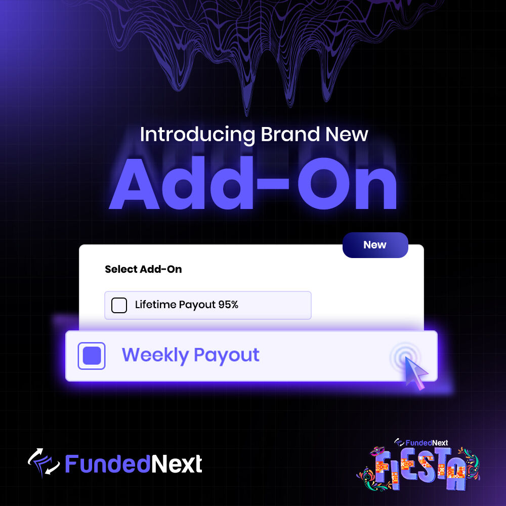 No more waiting! 

Introducing WEEKLY PAYOUT - The Brand New Add-On by FundedNext 

With the Stellar 1-Step Challenge! 

✅Faster access to earnings

✅Increased motivation

✅Simplified process

Now, get your rewards every 7 days! ⬇️