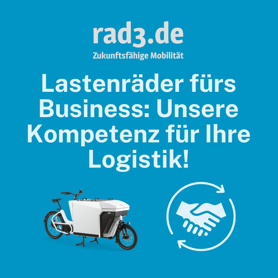 Lastenräder fürs Business: Unsere Kompetenz für Ihre Logistik!
Jetzt exclusiven Beratungstermin vereinbaren.
rad3.de/kontakt#beratu…