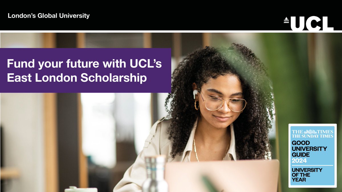 If you're from east London and applying to study a postgrad degree at our #UCLEast campus or the UCL School of Management in #CanaryWharf in 2024, you could be eligible for free tuition plus a £15,700 living allowance. Find our more on the link below: ucl.ac.uk/scholarships/u…