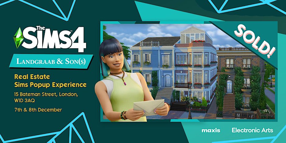RachelPedd's tweet photo. I am so HONOURED to announce that I have built some lots that will be displayed at the Landgraab &amp; Son(s) event in London to celebrate the release of #TheSims4ForRent! The event is running on 7th and 8th Dec, so if you do attend, make sure to take some piccies and tag me! 💚 https://t.co/jJ4s7vdzIS