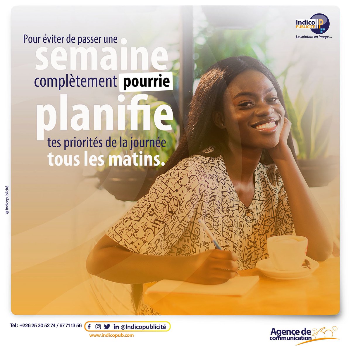 IndicoDigital's tweet photo. Une bonne gestion de son temps passe par 𝐥𝐚 𝐩𝐥𝐚𝐧𝐢𝐟𝐢𝐜𝐚𝐭𝐢𝐨𝐧 des tâches à réaliser en fonction des objectifs et délais fixés.
𝐄𝐱𝐜𝐞𝐥𝐥𝐞𝐧𝐭𝐞 𝐬𝐞𝐦𝐚𝐢𝐧𝐞 𝐚̀ 𝐭𝐨𝐮𝐬!
#bonnesemaine
#imprimerie #finitions #marketingdigital
#communication #socialmedia https://t.co/WKHZ2Uklly