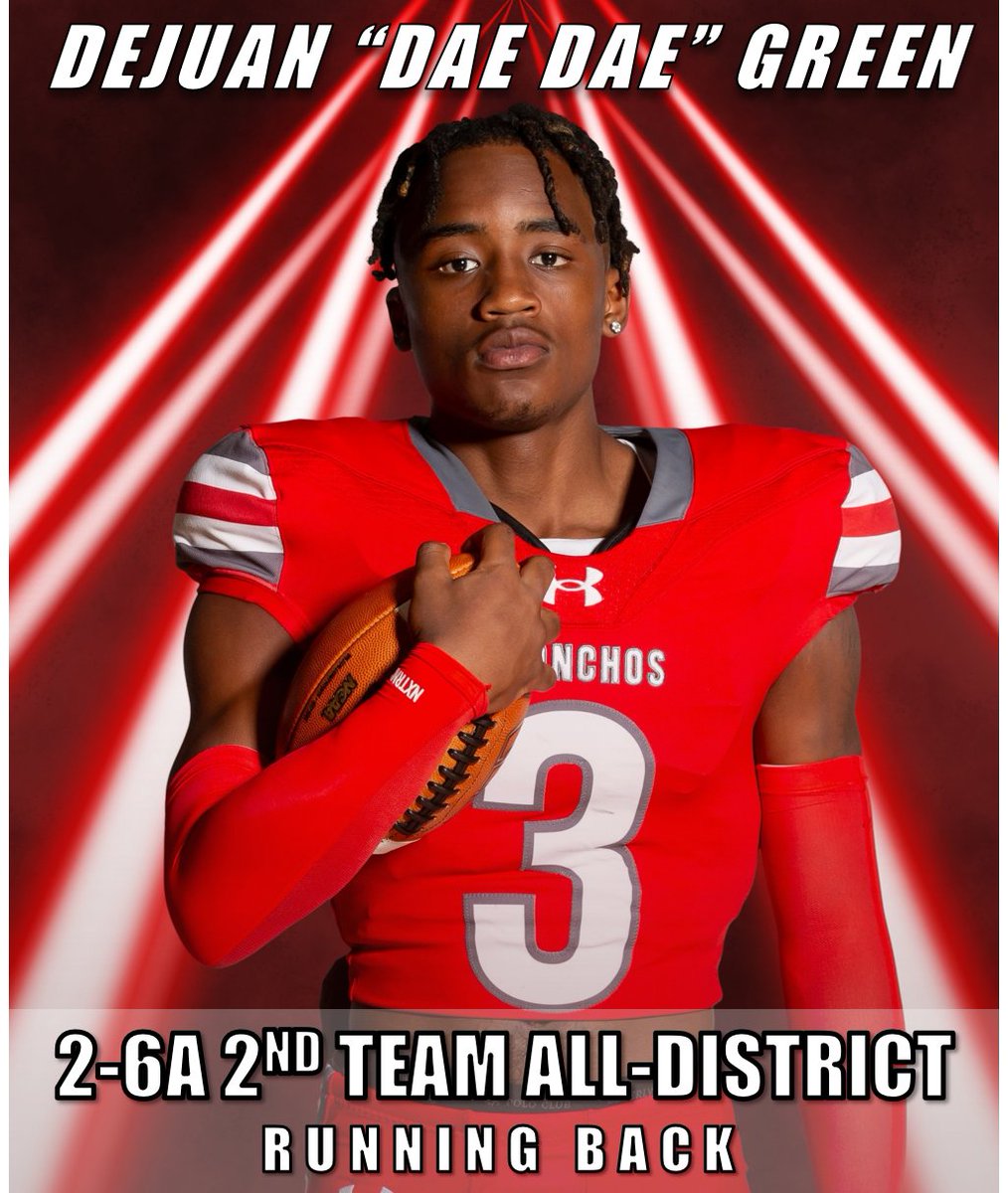 2-6A
2nd Team All-District
Running Back
152 Car, 1040 Yds, 18 Rec, 236 Rec Yds, 9 TD's
<a href="/Gdaedae1/">Dgreen⭐️</a> <a href="/ECISDAthletics/">EctorCountyISDAthletics</a>