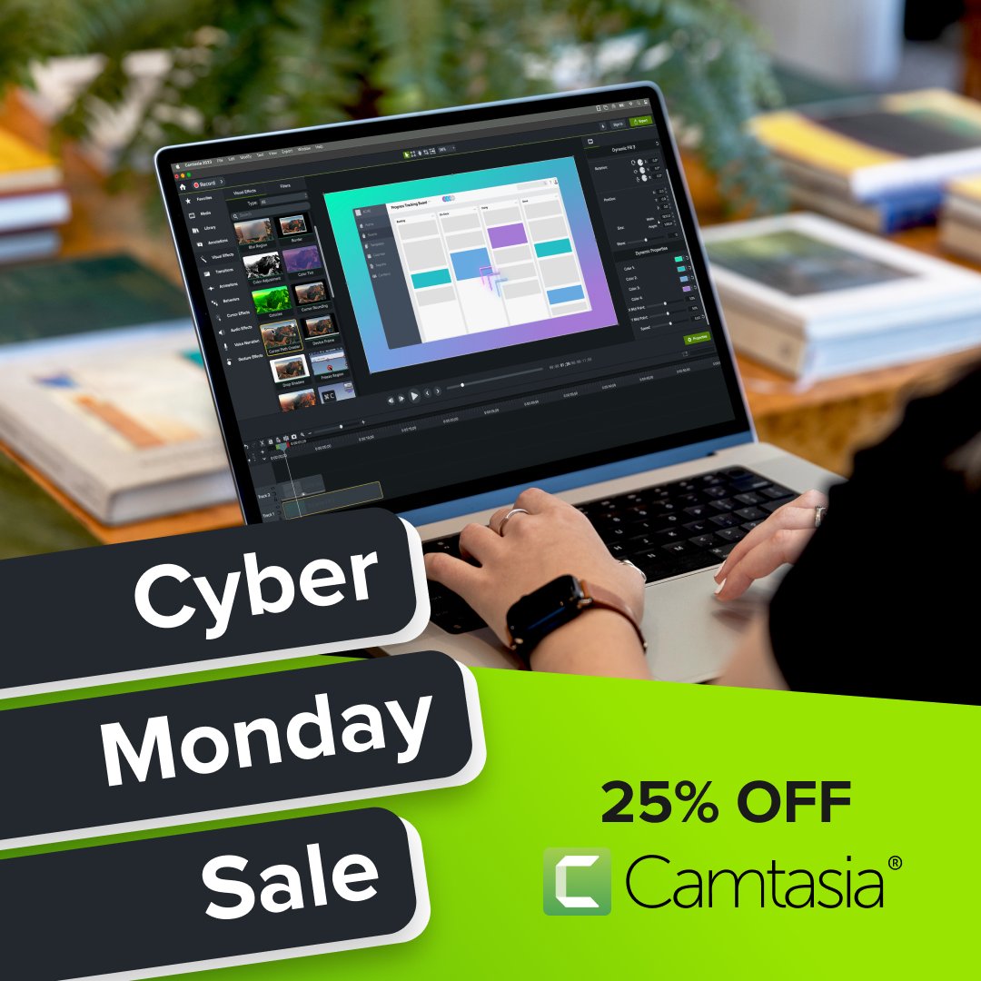 Camtasia's tweet photo. 🚨 We are LIVE with our biggest sale of the year! 

Enjoy 25% off Camtasia, your go-to video editing software. Designed for creators of all levels, to create pro results!💡🎬

Deal ends Friday, December 1st at 11:59 p.m. PT ⏳✨

https://t.co/yLOTDn1bok https://t.co/dRtuxOTyZ5