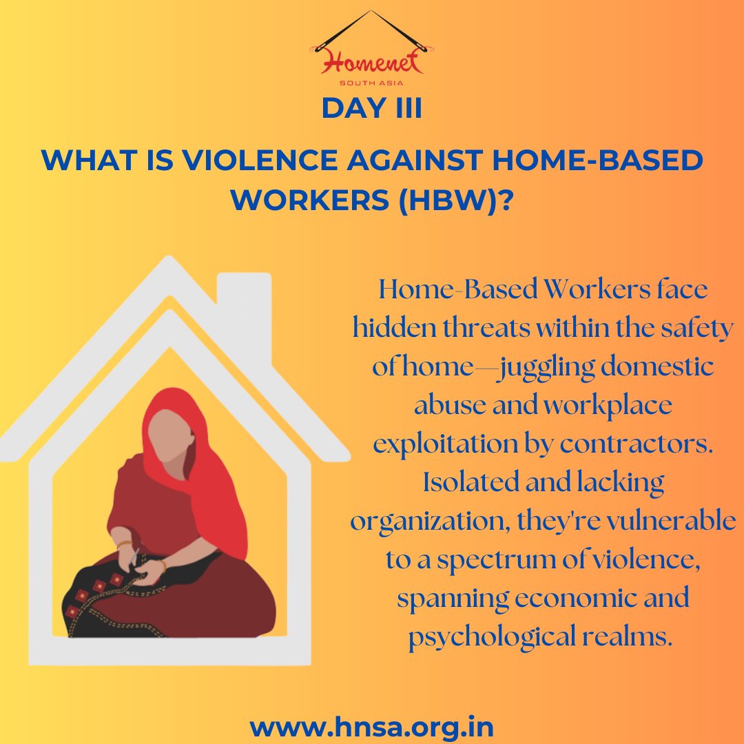 This #16daysofactivism let’s spread awareness about violence surrounding HBWs. Home-based workers are often invisible, but they are not immune to violence.

We must all stand up against violence surrounding home-based workers.
.
.
.
.
#16daysofactivism #orangetheworld