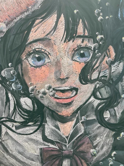 黒板アート甲子園2023にて、美術部の作品が近畿ブロックのエリア賞に選ばれました。踠きながら描きあった日々、力をあわせて成長していった背中、それらを思い返すと喜びもひとしおです。美しい夏をありがとう。改めておめでとう #水想の十七才 