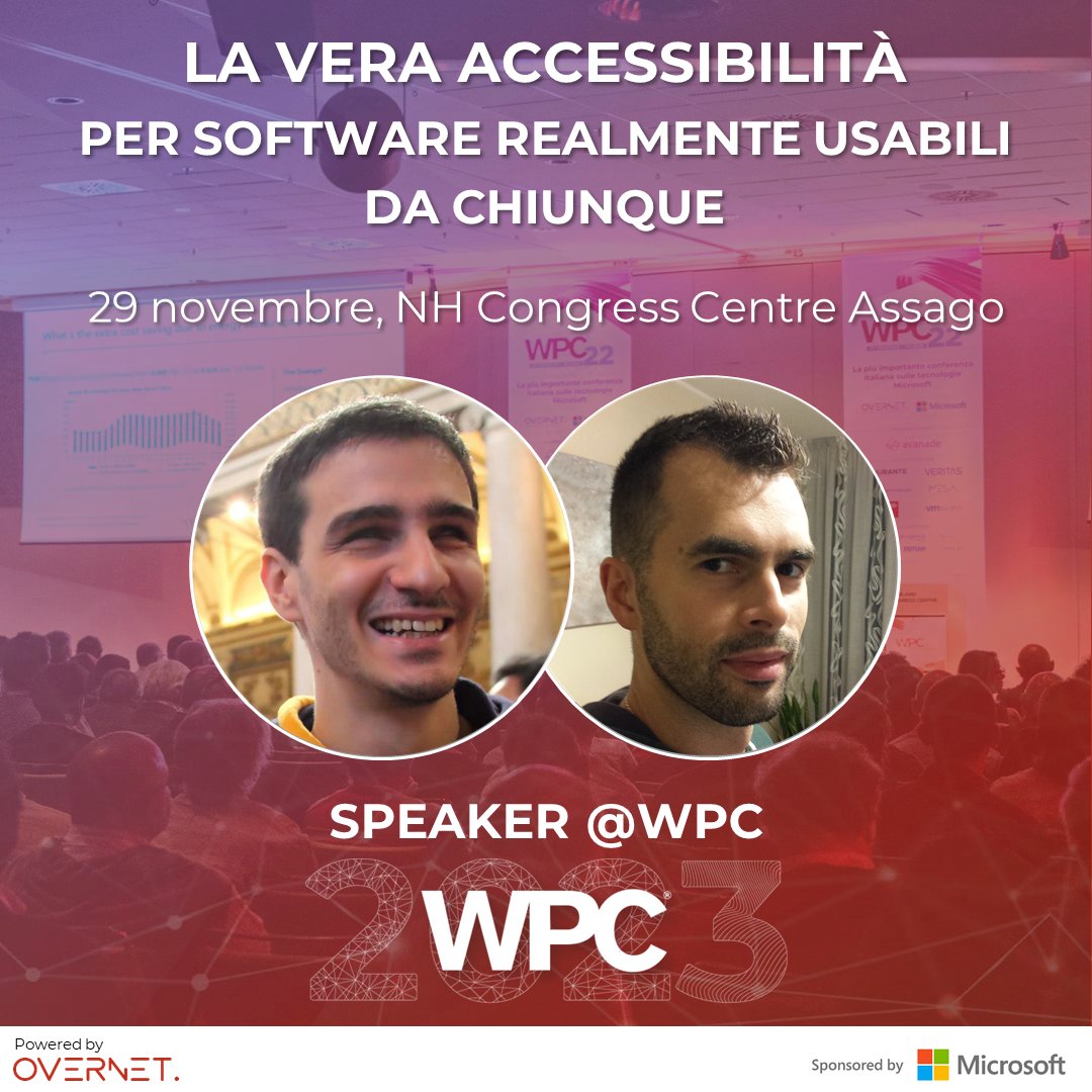 Vi aspettiamo mercoledì a WPC 2023, per parlare di accessibilità insieme a <a href="/saurocesaretti/">Sauro Cesaretti</a> !

👉 Tutte le info su 
bit.ly/ad-wpc2023

SCONTO 15% con il codice SPEAKER15WPC

#WPC2023 #SpeakerWPC