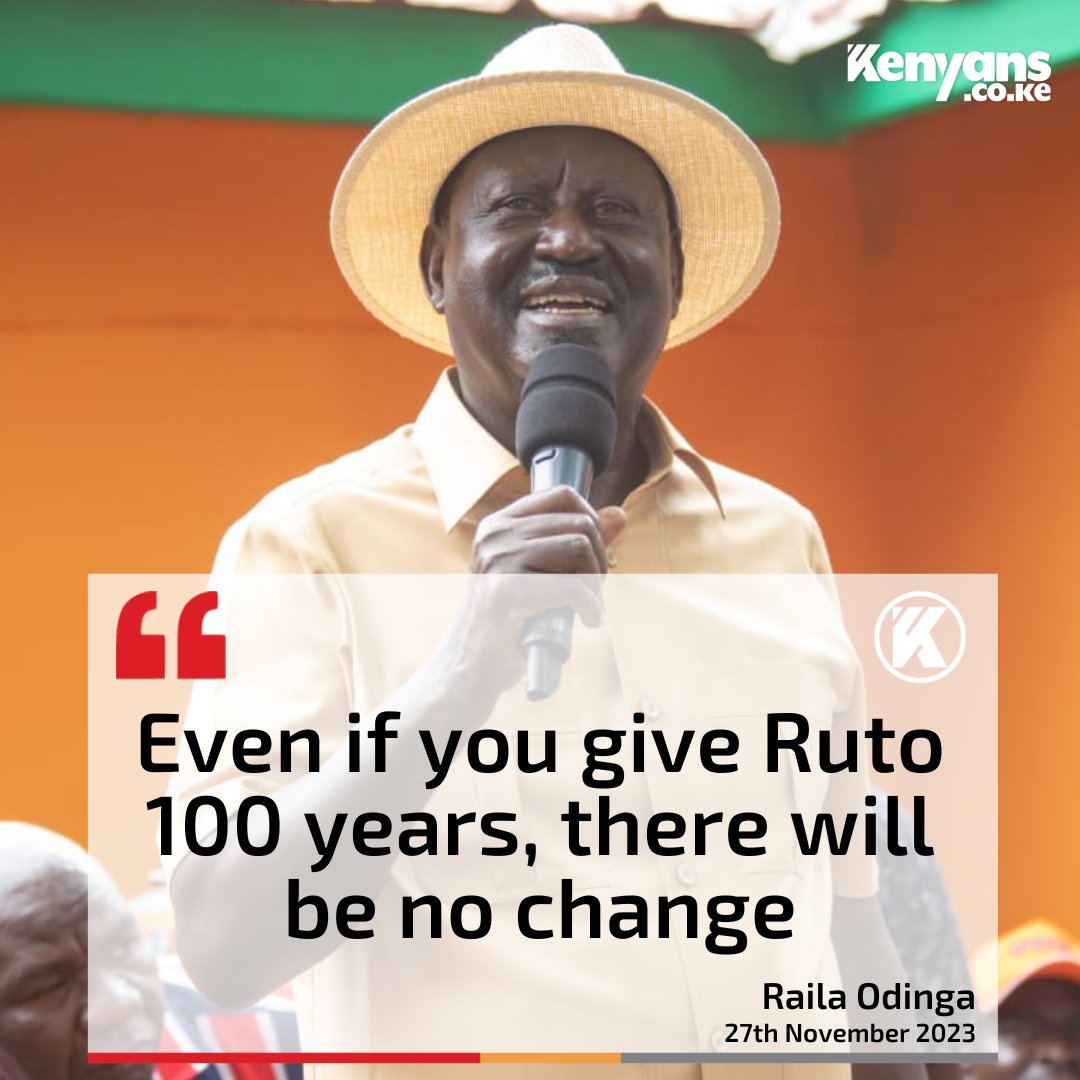 Kenyans's tweet photo. Even if you give Ruto 100 years, there will be no change - Raila Odinga https://t.co/GEh5Zaqyyx