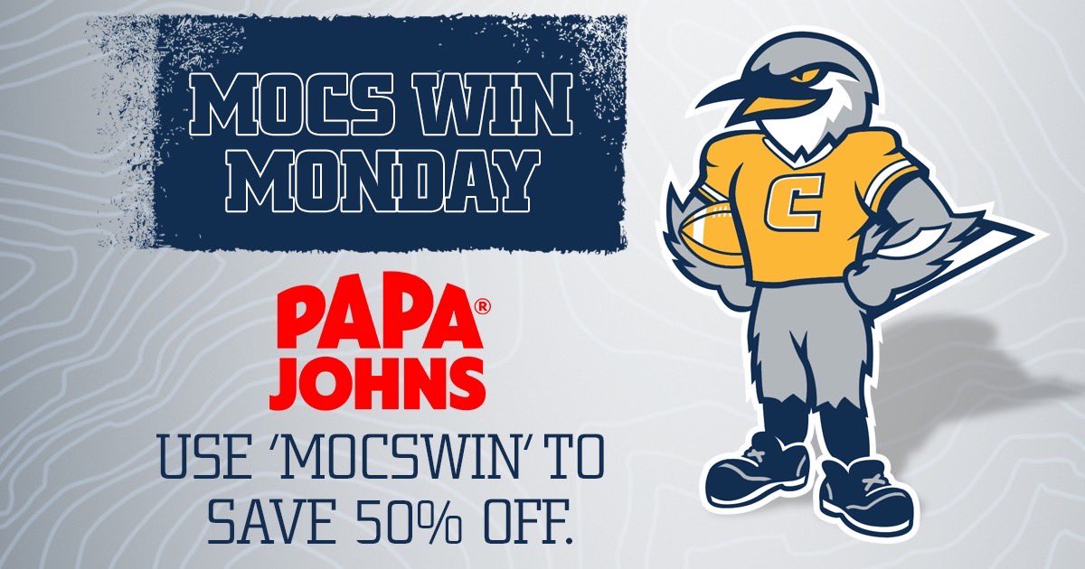 LukasSchomburg's tweet photo. Our big win this weekend means you win THIS Monday!
#MocsWin #ad https://t.co/V6e8Tyra55