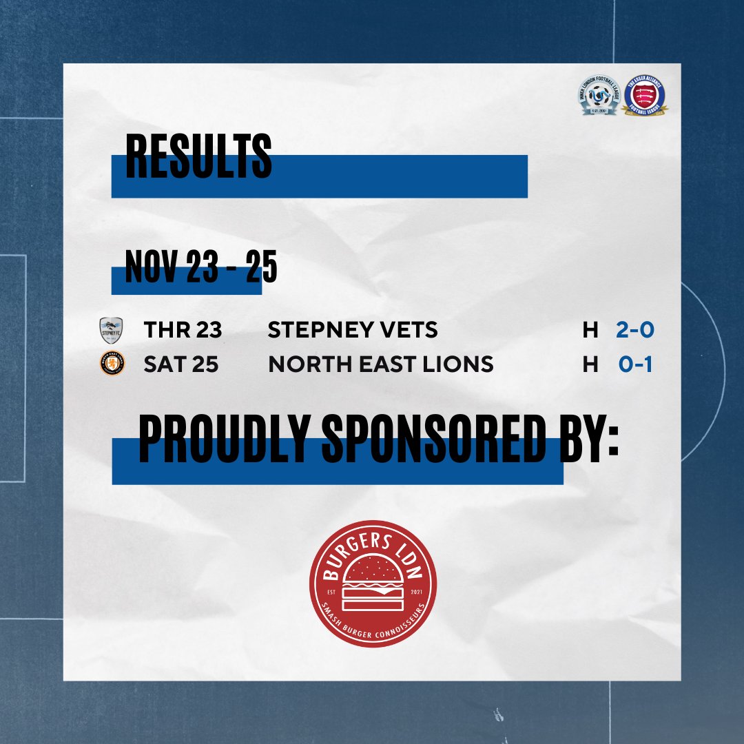Results

Last week's results:

2️⃣-0️⃣ Wapping Vets 🆚 Stepney Vets
0️⃣-1️⃣ Wapping FC 🆚 North East Lions FC