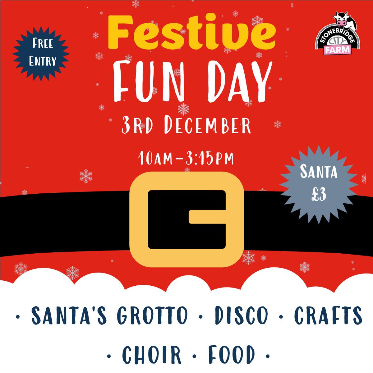 The fun just doesn't stop here at the farm! We have a Festive Fun Day on Sunday, there will be music, crafts and the big man himself! Santa will be here all day, get your tickets now!