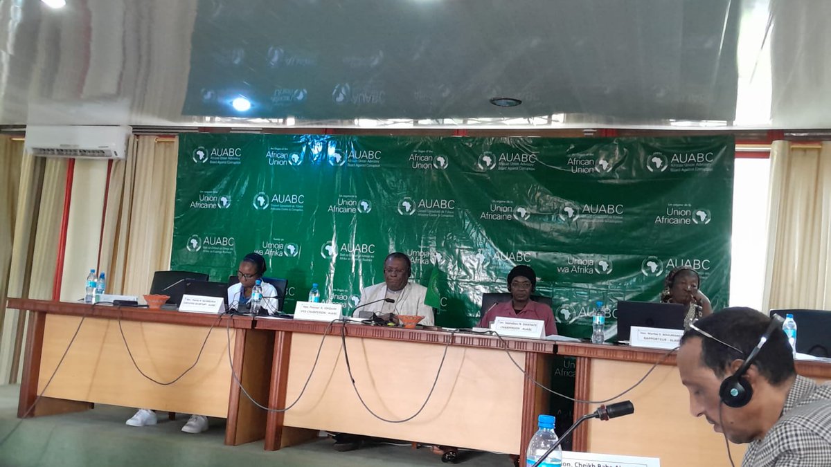 AUABC_'s tweet photo. The 45th Ordinary Session entered its 8th Day in Arusha Tanzania, with the Board taking key interest on taking the lead on Common African Position on Asset Recovery (#CAPAR) and collaboration with other key stakeholders in the fight against Corruption. https://t.co/dVQokvZOMm