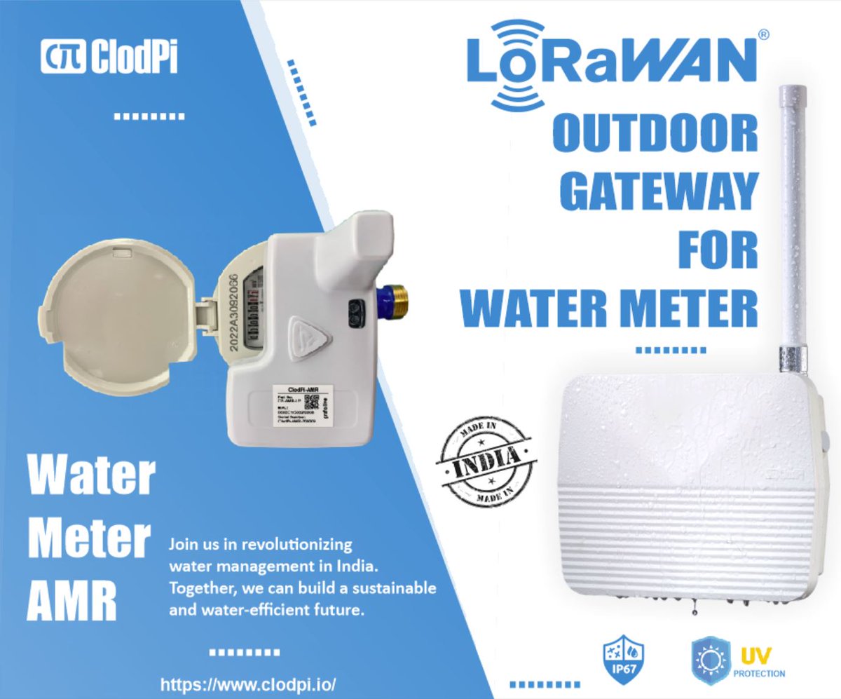 Transforming #Water Management with @ClodpiLabs #AMR and #LoRaWAN #Gateway #Smart #WaterManagement for a Sustainable #India     

Check here: clodpi.io 

#MakeInIndia <a href="/SemtechCorp/">Semtech Corporation</a> #smartcities #IoT <a href="/thethingsntwrk/">The Things Network</a> #smartmeters