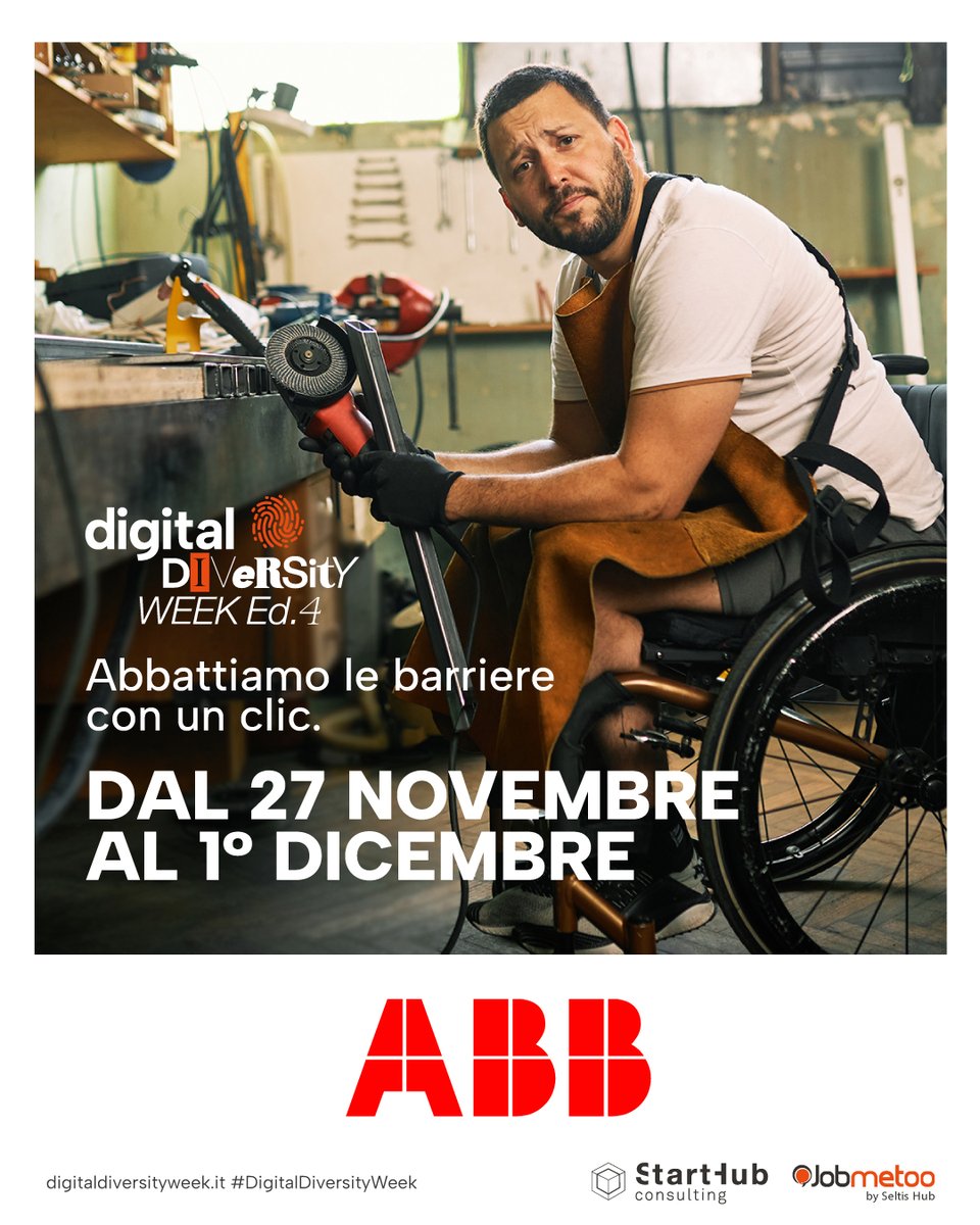ABBItalia's tweet photo. In #ABB coltiviamo l’#inclusione ogni giorno e da oggi al 1/12 siao alla #DigitalDiversityWeek di @jobmetoo by @SeltisHub e @StartHubCons.
Il 30/11 scopri le iniziative ABB in tema #Abilities, registrati qui⬇️
https://t.co/ZfxXJCDsW0
E visita ➡️ https://t.co/g8FSsipZNM https://t.co/0jUu9tnQWZ