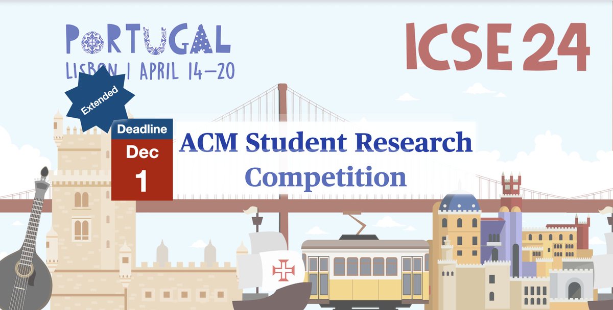 The deadline for the ICSE'24 Student Research Competition has been extended until December 1st. There is still time for you tu submit!