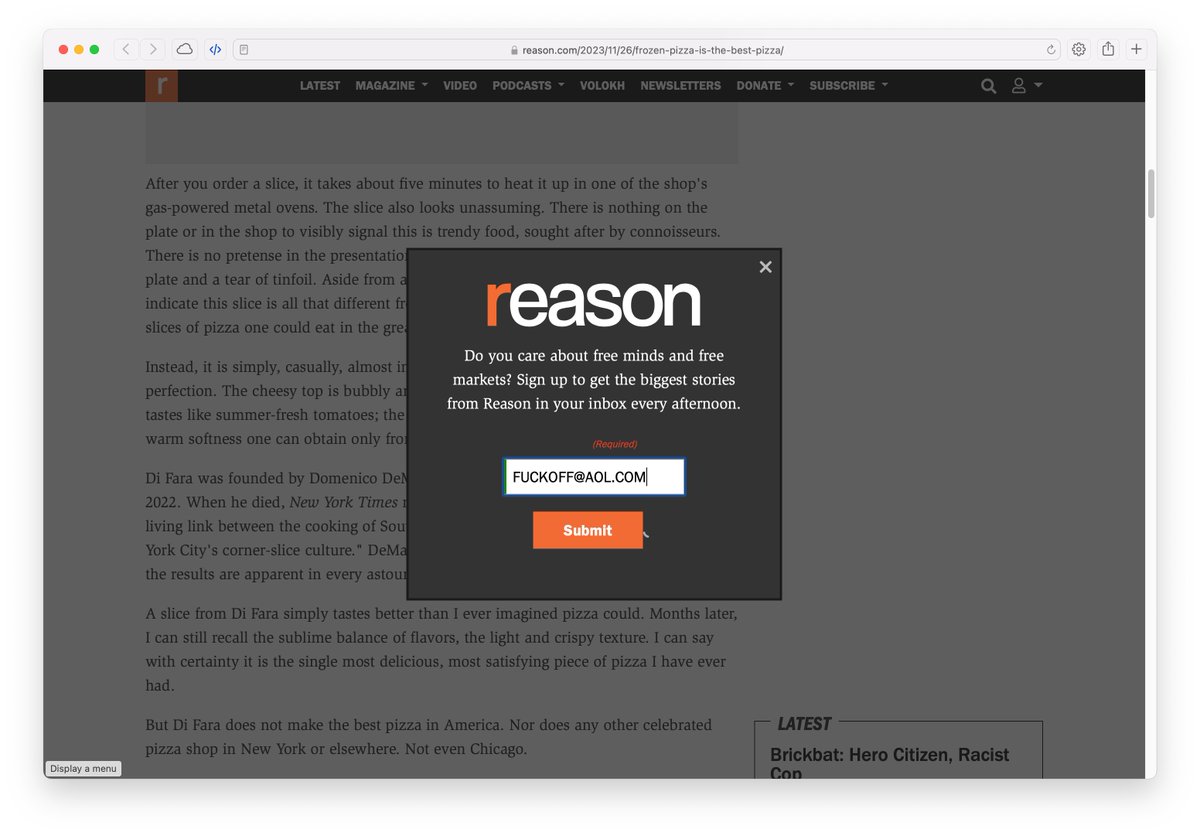 smartkid88's tweet photo. @reason Jesus fucking Christ. Can you at least let me read the fucking article first? Hint: NOBODY likes this type of pushy bullshit. https://t.co/aWMXrVy1l2