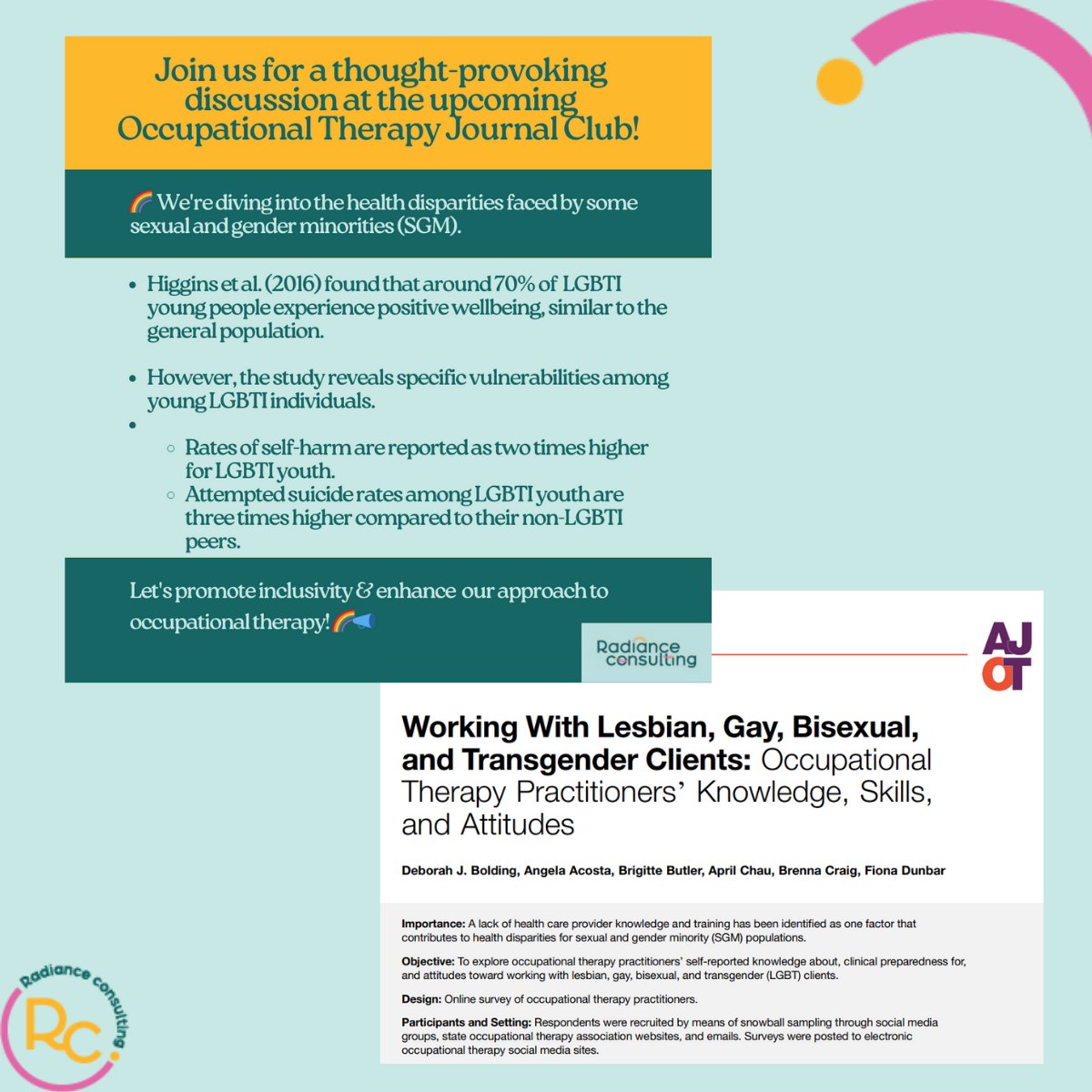 A key theme this mornings - the importance of awareness, understanding and knowledge for Occupational Therapy Practitioners to support LGBT+ individuals. The importance of supporting individuals well-being and mental given the potential for adverse negative experiences.