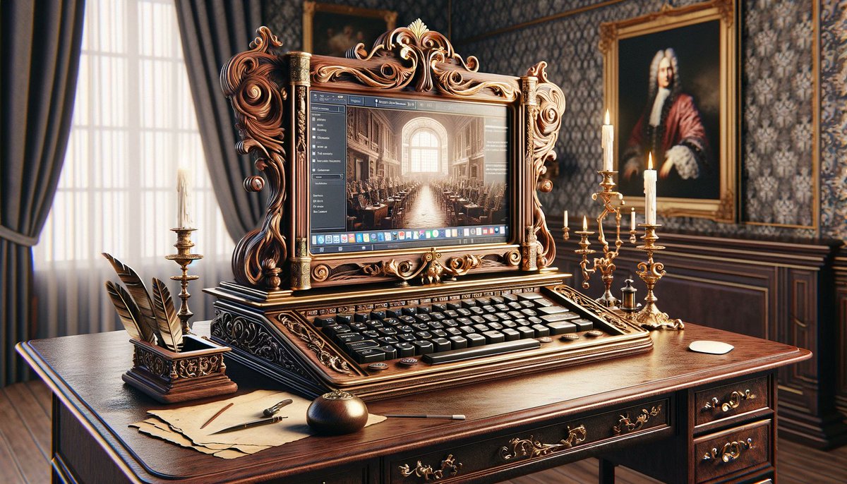 AI_gen_things's tweet photo. 1750s computer https://t.co/3EVCtUHvVs
