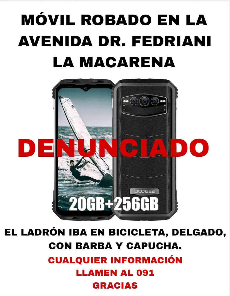 Le han robado a mi pareja este teléfono móvil. Seguramente intenten venderlo. Si tienen cualquier información 091 <a href="/policia/">Policía Nacional</a> <a href="/EmergenciasSev/">Emergencias Sevilla</a> o me escriben por privado. Gracias.