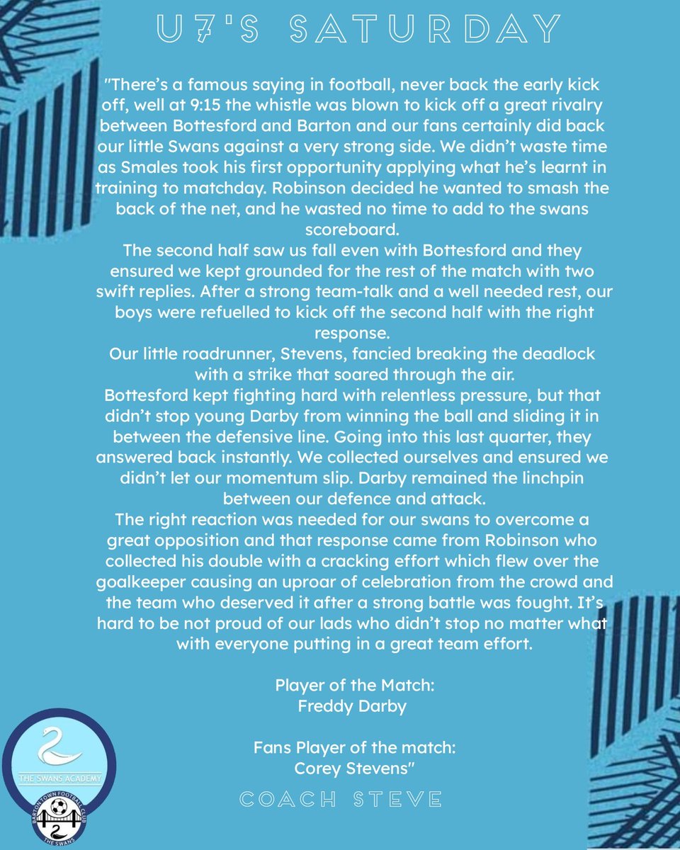 🩵SATURDAY U7'S NEWS🩵

A roundup of last weekends intense game against Bottesford