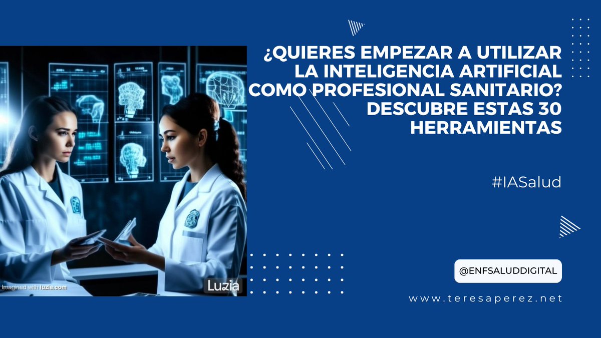 EnfSaludDigital's tweet photo. 👩‍💻¿Quieres empezar a utilizar la inteligencia artificial como profesional sanitario? descubre estas 30 herramientas #IA #IASalud https://t.co/JtlFW6jr9B https://t.co/wkcw4A5A3V