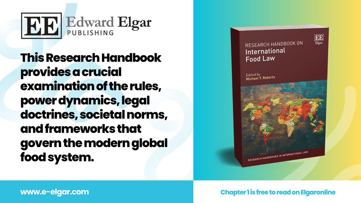 Elgar Law (@elgar_law) on Twitter photo 🆕 Research Handbook on International Food Law, edited by <a href="/UCLAFoodLaw/">UCLA Food Law</a>'s Michael Roberts, with contributions from over 30 international legal scholars.
🆓 Read the Introduction ➡️ doi.org/10.4337/978180…
More information ➡️ e-elgar.com/shop/isbn/9781…
#FoodLaw #FoodSecurity 🆕 Research Handbook on International Food Law, edited by <a href="/UCLAFoodLaw/">UCLA Food Law</a>'s Michael Roberts, with contributions from over 30 international legal scholars.
🆓 Read the Introduction ➡️ doi.org/10.4337/978180…
More information ➡️ e-elgar.com/shop/isbn/9781…
#FoodLaw #FoodSecurity