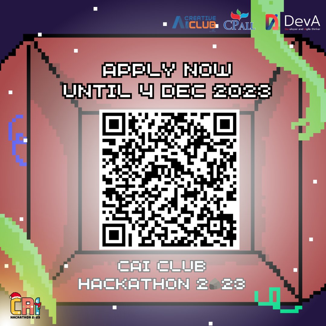 caibycpall's tweet photo. 📣 วันนี้ #CAIClubHackathon มีเรื่องมาประกาศ เรื่องรางวัลและสถานที่จัดงาน #CAIClubHackathon2023

🏨 ในปีนี้งาน CAI Club Hackathon 2023 จัดขึ้นที่ “GRAPH HOTELS” อยู่ใกล้ รถไฟฟ้าใ��้ดินสถานีห้วยขวาง ในวันที่ 15 - 17 ธันวาคมนี้

สามารถสมัครได้ที่:
👉https://t.co/ZLmdoAHPXW

#CAIClub https://t.co/kBx5d1UUKe