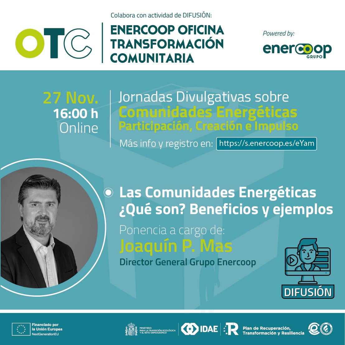 grupoenercoop's tweet photo. 📢 Continúa la agenda de nuestra #OTCenercoop con una nueva actividad de DIFUSIÓN. Participamos online en las jornadas divulgativas sobre #CELS organizadas por @Ayto_Montilla con la colaboración de #MontillaRenovable. 👁‍🗨 https://t.co/4Q25LUHOkG 
@IDAEenergia https://t.co/brdZkbhsXt