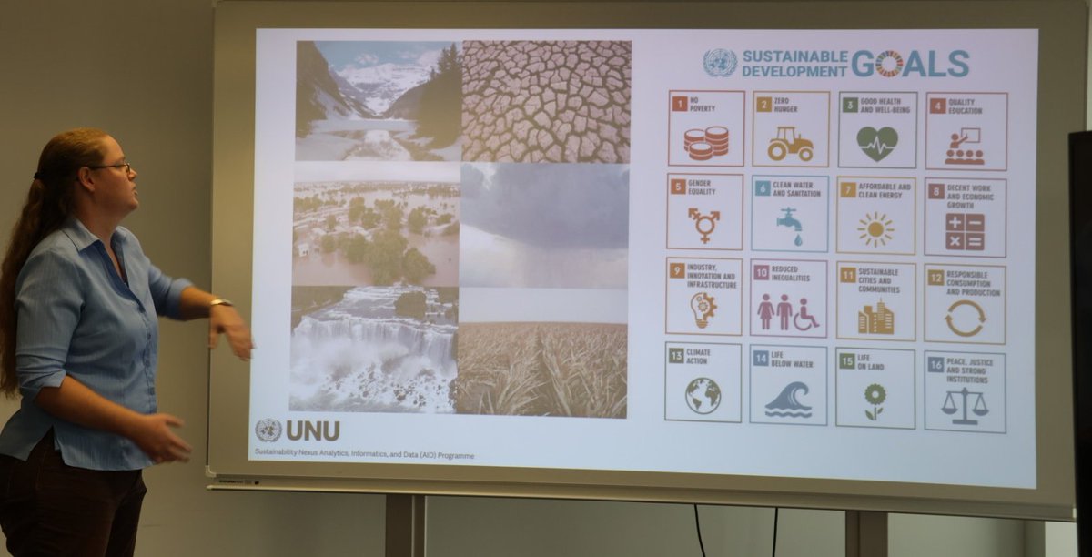 Daniel_Karthe's tweet photo. Multiple types of #droughts are closely interconnected with the #SDGs, shows @LaurieHuning at @UNUniversity's prelaunch event for the #Sustainability #Nexus AID programme. @UNU_FLORES @UNUINWEH @KavehMadani @edelguenther https://t.co/kXBnmUWN8t