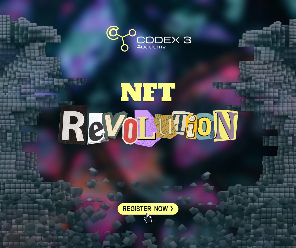 Codex3Academy's tweet photo. 🚀 Join the NFT Revolution! 🎨 Explore the Data Layer and dive into ERC Standards. Our course is your ticket to understanding token standards, building your NFT marketplace, and shaping the future of Web3. Register now at https://t.co/uk7a5sVBGq https://t.co/uAk5XIlz19
