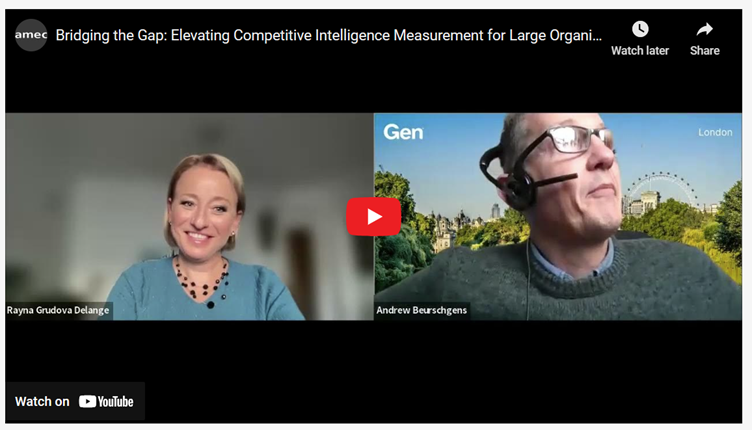 Curious about the purpose &amp; purview of Competitive Intelligence functions in large orgs? Push play on <a href="/RaynaDeLange/">Rayna de Lange</a>'s  fireside chat with <a href="/abeurschgens/">Andrew Beurschgens</a>, held as part of <a href="/AmecOrg/">AmecOrg</a>'s Measurement Month. amecorg.com/video/200pm-30… #amecmm #amec #scip