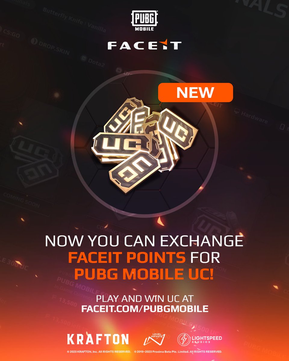 FACEIT PUBG MOBILE (@faceitpubgm) on Twitter photo We are sorry for the delay with today's tournaments being available in the schedule!
Our free daily tournaments where you can earn FACEIT Points to exchange for <a href="/PUBGMOBILE/">PUBG MOBILE</a> UC are available now here faceit.com/en/pubgmobile/… We are sorry for the delay with today's tournaments being available in the schedule!
Our free daily tournaments where you can earn FACEIT Points to exchange for <a href="/PUBGMOBILE/">PUBG MOBILE</a> UC are available now here faceit.com/en/pubgmobile/…