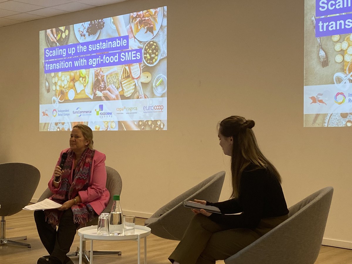 METRO_Politics's tweet photo. 99% of #agrifood sector are #SME #F2F and #EUCodeofConduct are main pillars of #sustainable and #resilient #foodsystems #FoodFuture and there is a immense role for big players as shown today well by @METRO_News Odido example says Kristin Schreiber @EU_Growth https://t.co/gfabhGrunt