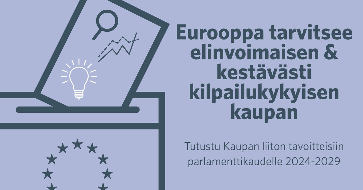 kauppafi's tweet photo. Seuraavan komission on huolehdittava eurooppalaisten kaupan yritysten kilpailukyvystä. 🇪🇺
Julkaisimme tavoitteemme tulevalle EU-parlamenttikaudelle 2024-2029. 👉
https://t.co/b8aOJBvS8j #kauppa #eurovaalit2024 https://t.co/2UMK6fN7pW
